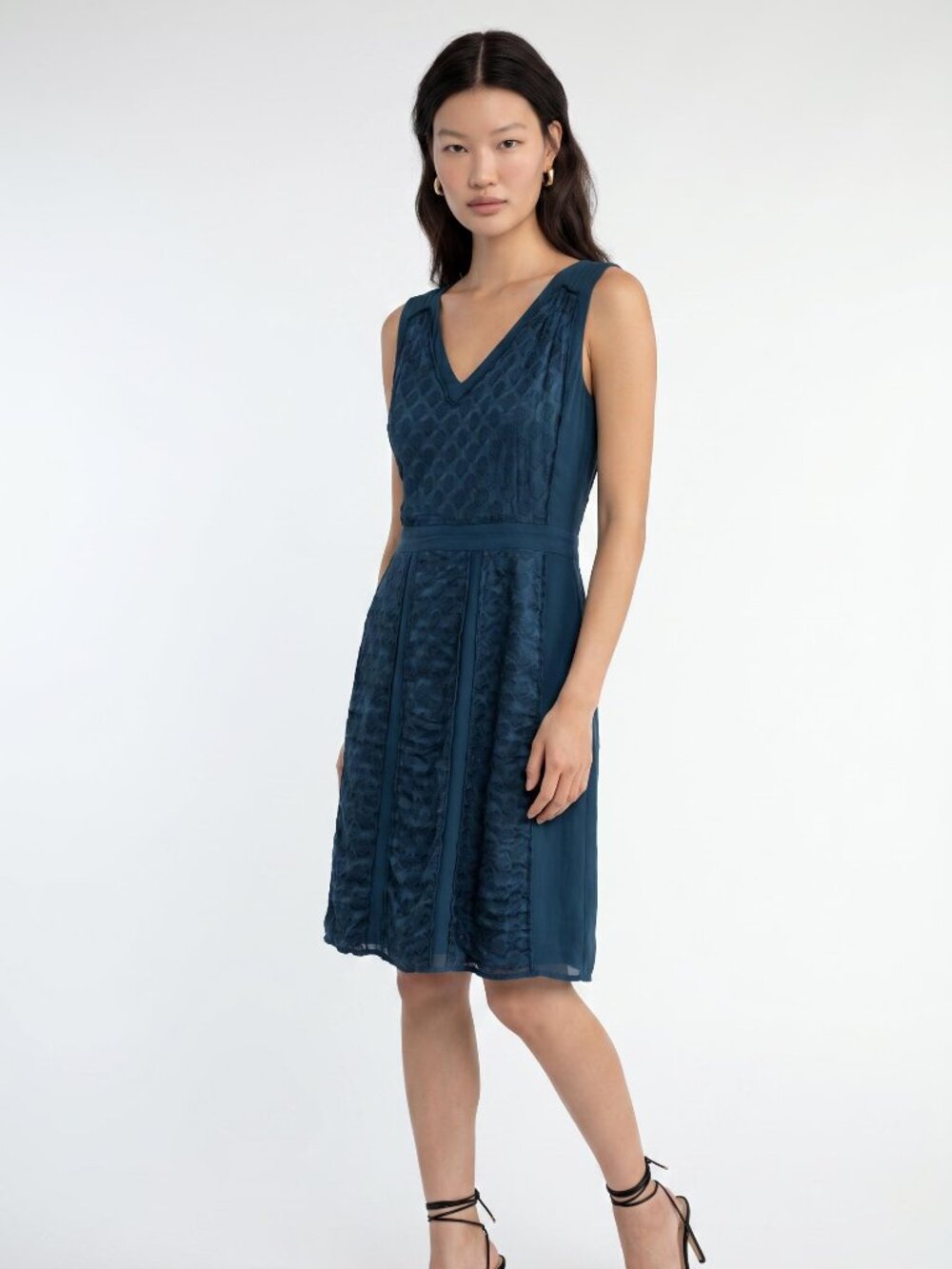 Tory Burch Hadley silk Dark Teal Green Sheath Midi Dress V-Neck Sleeveless